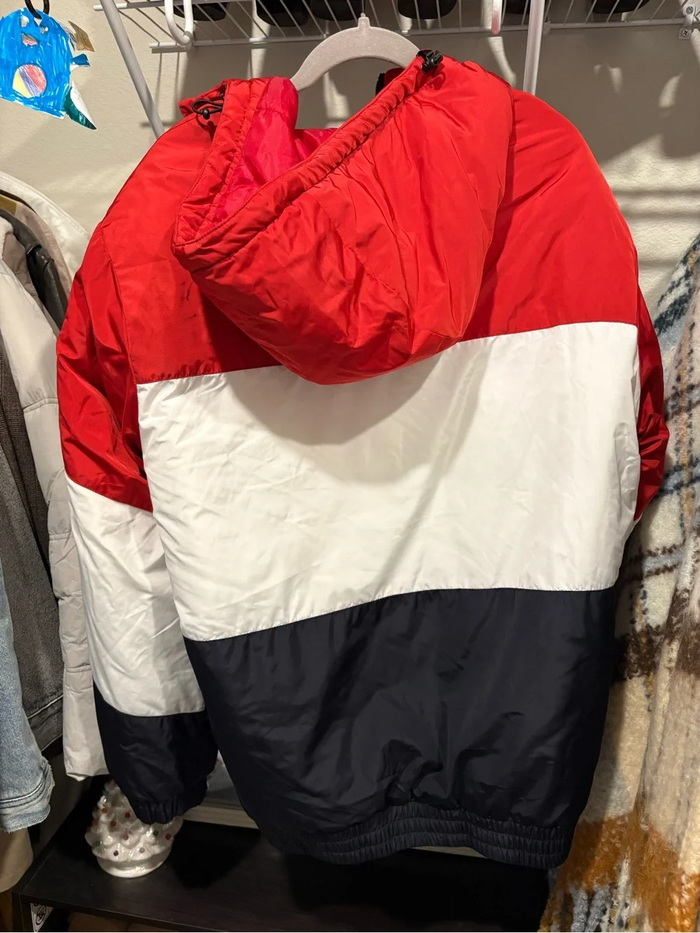 FILA Red Puffer Jacket with White Trim